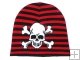 Black With Red Stripes Cotton Beanie Hat