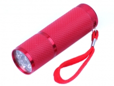 9 LED Rubber Aluminum Flashlight Torch Red