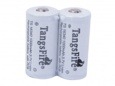 2Pcs TangsFire 16340 1000mAh Protected 3.7V Li-ion Rechareable Battery White