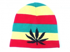 Red Yellow Green Stripes Cotton  Beanie Hat