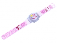 Cute Panda Round Dial Digital Watch with Flashing Light Cover - Pink