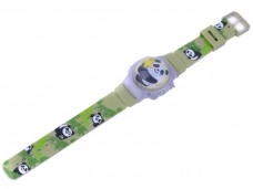 Cute Panda Round Dial Digital Watch with Flashing Light Cover - Green
