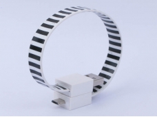 Black and White Stripes Bracelet USB Cable For iPhone/iPod/iPad R-cable
