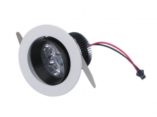 3x1W White LED Downlight Ceiling Light - Black and Sliver