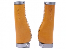 Alpha-one OG-001 Artificial Leather Bike Bicycle Grip - Yellow (Pair)
