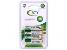 4 Pcs BTY 1000mAh AAA 1.2V Ni-MH Rechargeable Battery