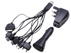 (British Regulations) Universal USB 10 in 1AC Car Charger YXT-030 for 3G/3GS/4G/4S/SEK750/SAMD800/SAMi900/LG KG90/MOT VB/the MOT V3/PSP/NOK 8250/NOK N9