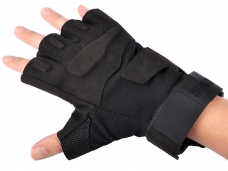 Fashion BLACKHAWK! Black Color M/L/XL Size Leather Half-Finger Sport Glove