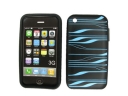 Trendy Silicone Case for iPhone(black+blue stripe)