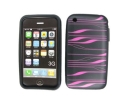 Trendy Silicone Case for iPhone(black+pink stripe)