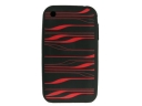 Trendy Silicone Case for iPhone(black+red stripe)