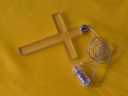 blue LED crucifix necklace