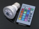 RGB 3W E27 Remote Control 16 Color LED Bulb Lamp, Multicolored Led Spotlight