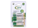 4 Pcs BTY 3000mAh Ni-MH 1.2 V Rechargeable AA Batteries