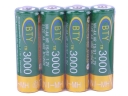 BTY 3000mAh Ni-MH 1.2 V Rechargeable AA Battery - 4 Pcs