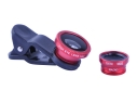 3 in 1 Universal 0.67 Wide Angle & 180° Fisheye & Macro Mobile Phone Lens-Red