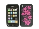 Trendy Silicone Case for iPhone(black+pink flower)