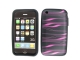Trendy Silicone Case for iPhone(black+pink stripe)