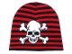 Black With Red Stripes Cotton Beanie Hat
